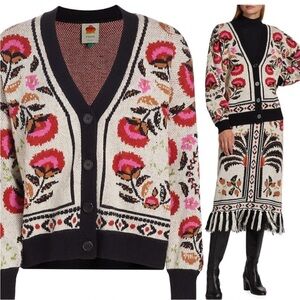 FARM Rio Palms Paradise Cardigan Sweater V-neck